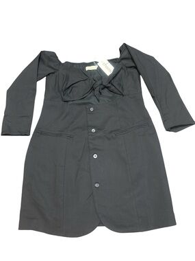 Choosy Black Midi Dress with Front Tie